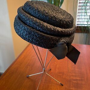 Vintage Juli-Kay Chicago Black Straw Hat